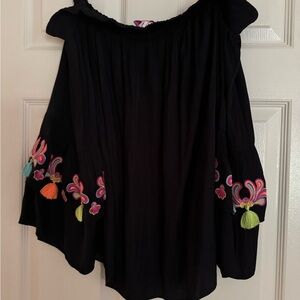 Embroidered Black Women's Top